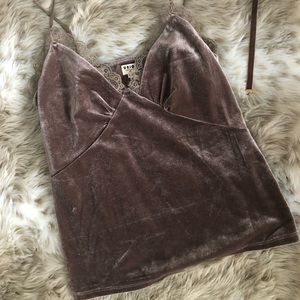 UNIQ light brown velvet and lace cami